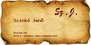 Szinkó Jenő névjegykártya